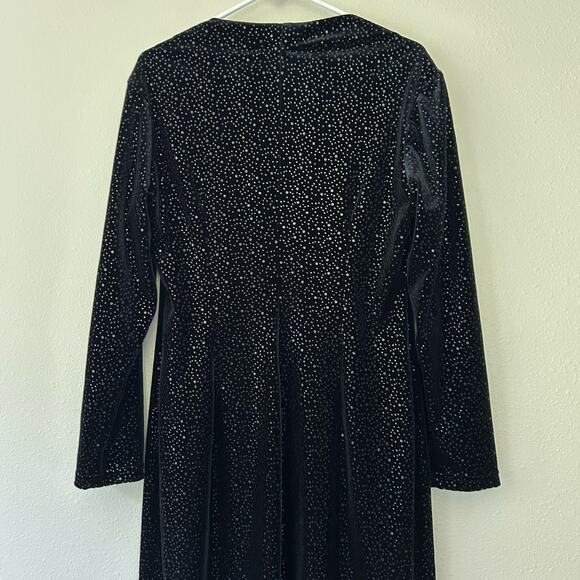 Helen Blake Velvet Long Sleeve Square Neck black shift Dress whimsigoth fairy M - Picture 9 of 10